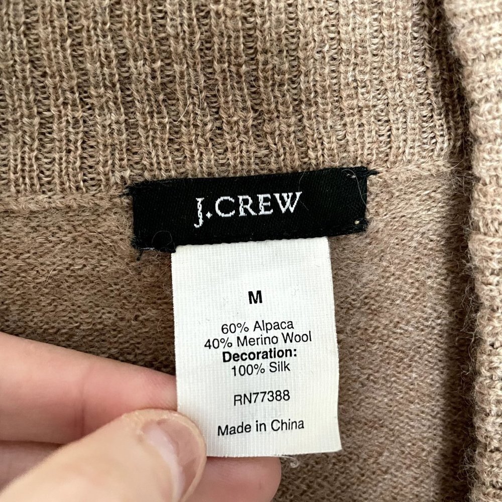 J.Crew sandy colored tan minimalist silk wool cardigan pullover comfort warm - Picture 3 of 6